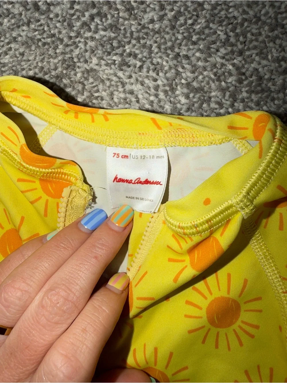Hanna Andersson Yellow Baby Sunsuit swimsuit sun 12-18 months